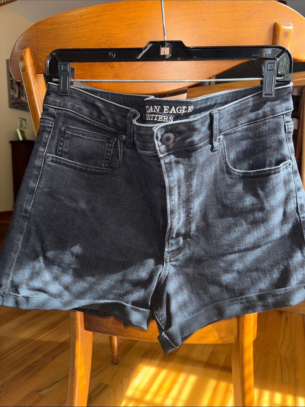 American Eagle Outfitters Black Wash Stretch Denim Shorts